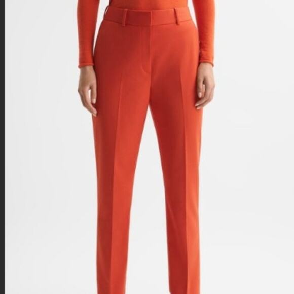REISS Celia Slim Fit Wool Blend Suit Trousers in Orange - Picture 1 of 6